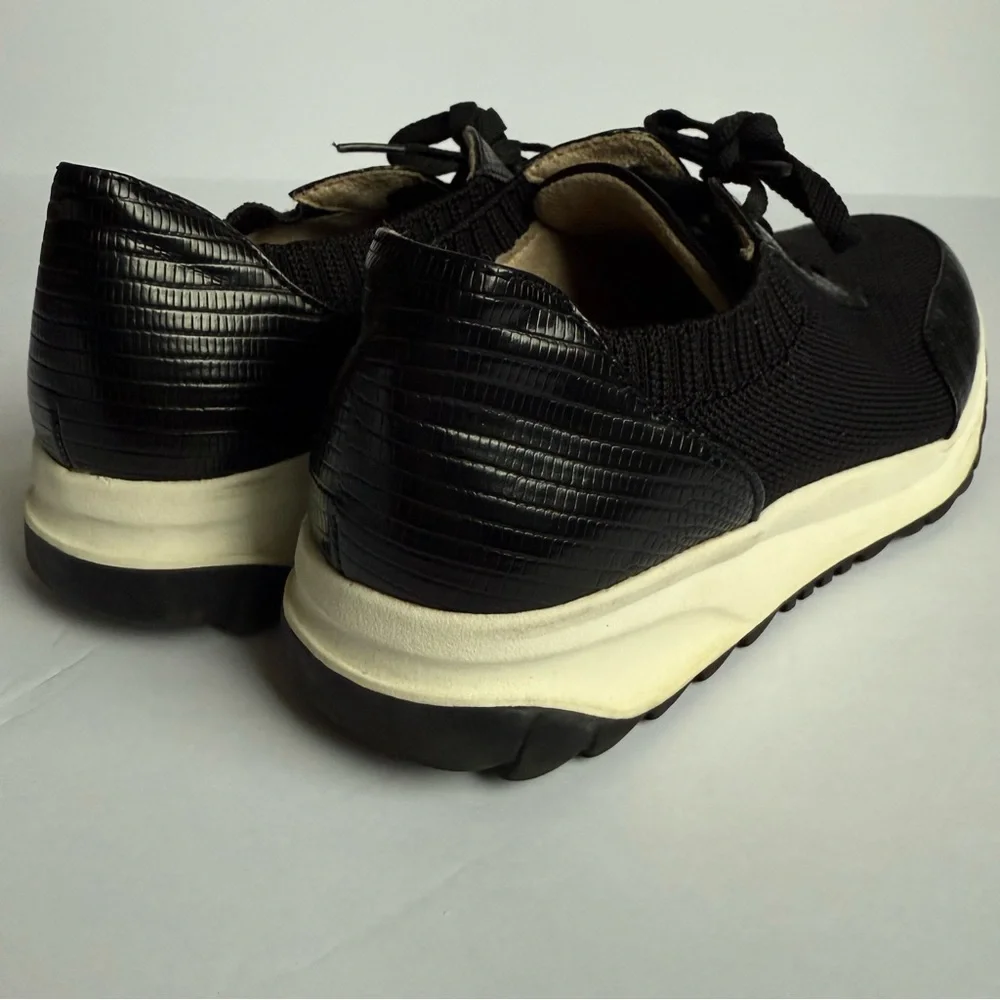 Naturalizer Womens Black Knit Faux Snake Skin Lace Up Sneakers Shoes